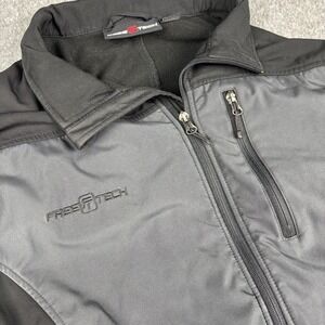 Free Tech Soft Shell Jacket Mens Medium Black Gray Full Zip Fleece Lined Coat